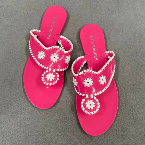 JACK ROGERS Jelly Pink Fuschia Summer Sandals Size 8 Barbie Look Miss Georgica‎ - Picture 1 of 15